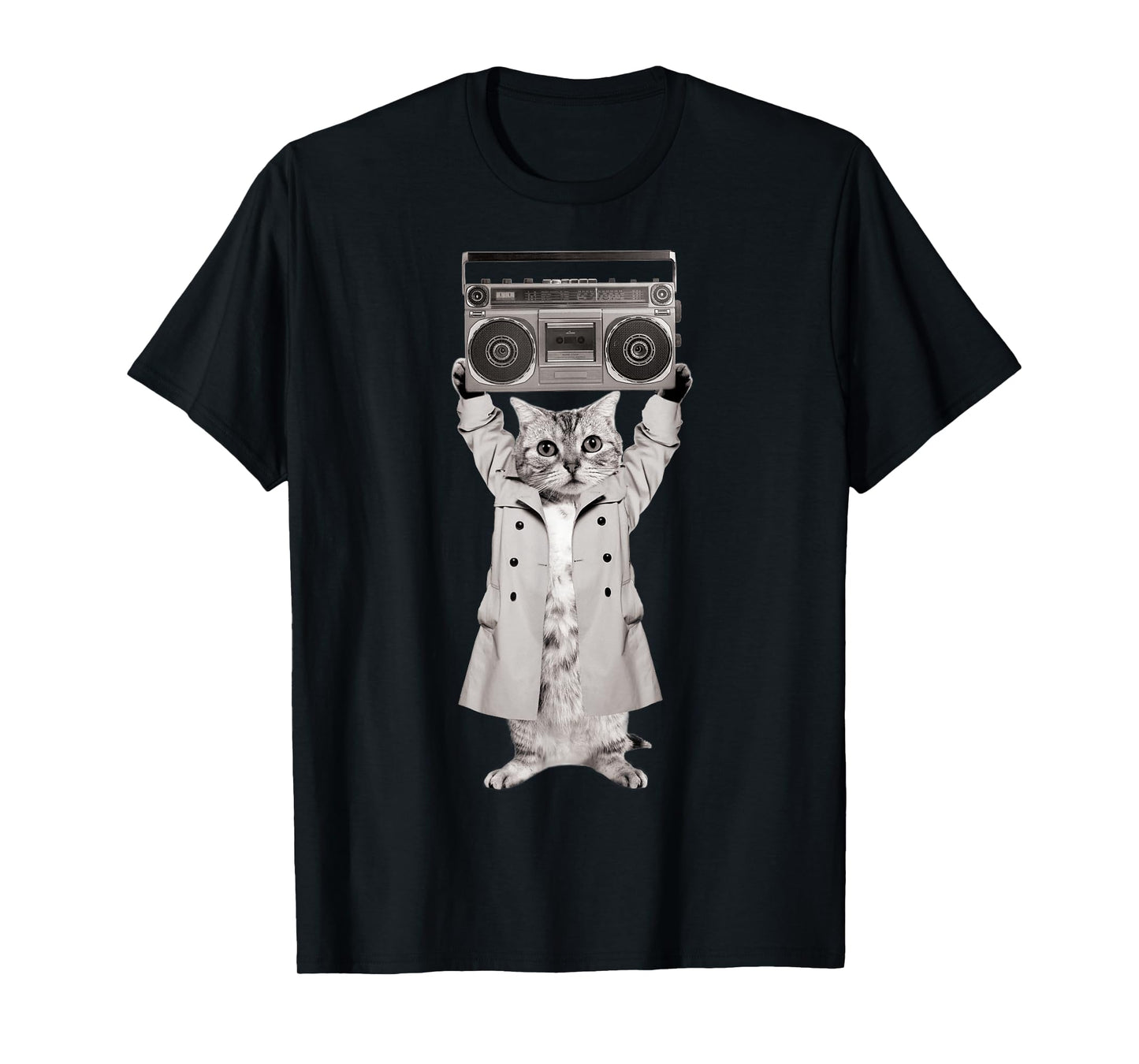 Say Something Cat Boombox Monotone T-Shirt