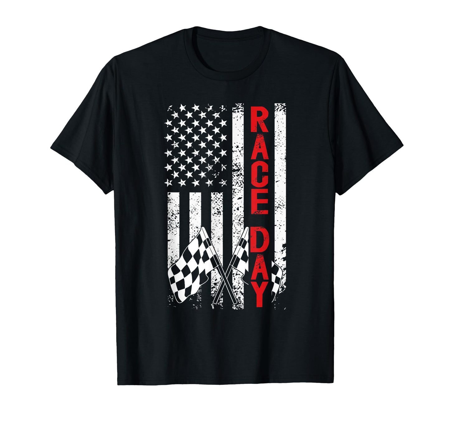 Race Day US Flag Checkered Flag Car Racing Day Race Days T-Shirt