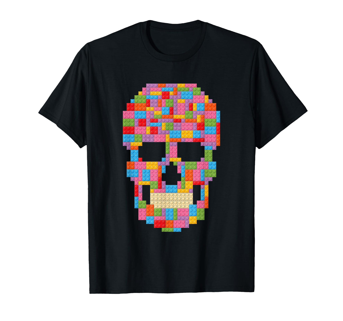 Skull Block Builder Bricks Halloween Skeleton Master Builder T-Shirt