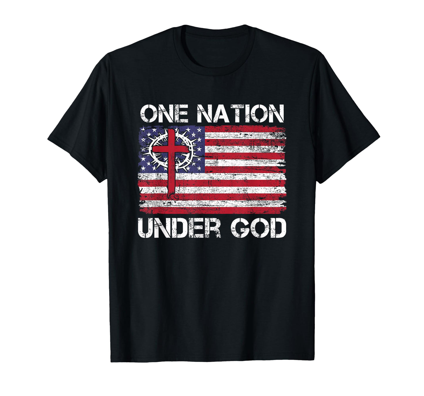 One Nation Under God Jesus USA Flag Christian 4th of July T-Shirt