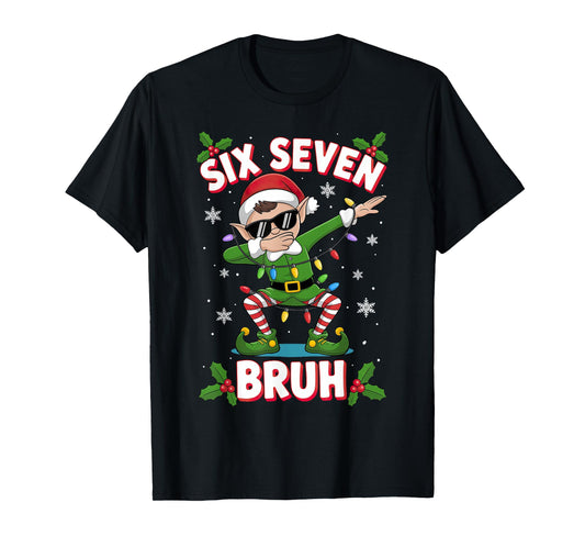 Dabbing Elf Six Seven Bruh Christmas 67 Meme Xmas T-Shirt