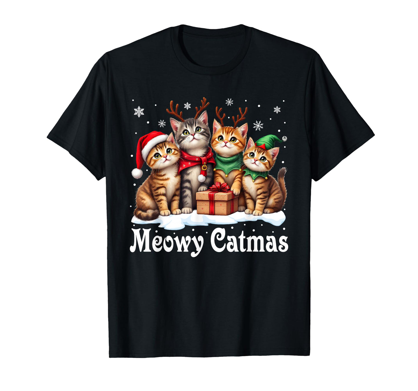 Cat Cats Christmas Pajamas Men Women Boys Girls Meowy Catmas T-Shirt