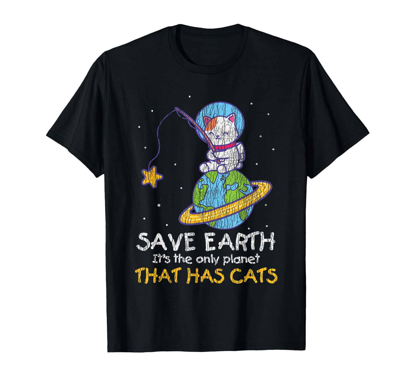 Vintage Save Earth That Has Cat Funny Earth Day Cat Lover T-Shirt