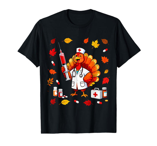 CNA Thankful Nurse Thanksgiving ER Turkey Medical Healthcare T-Shirt