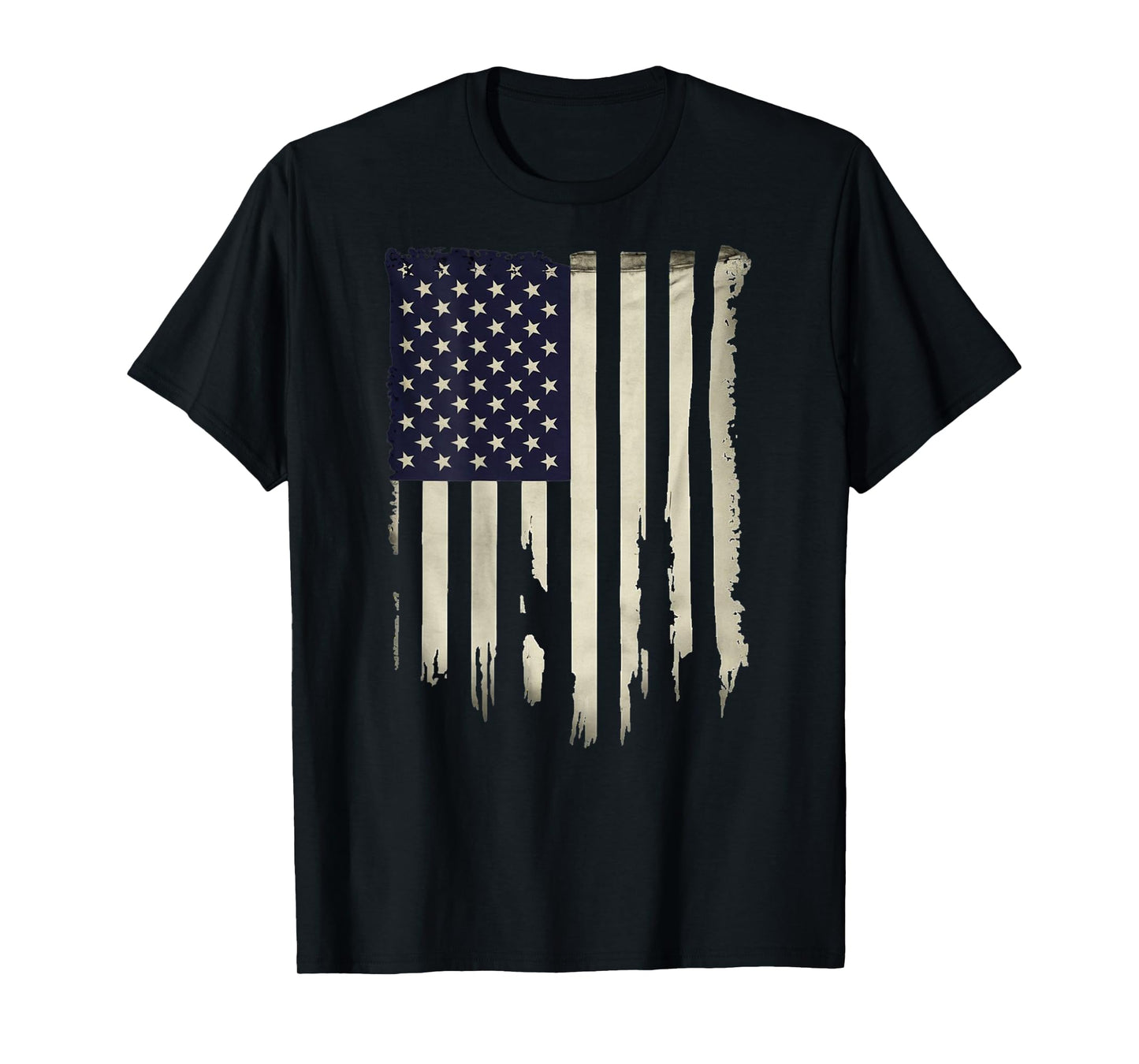 Distressed USA Flag Printed on Back T-Shirt