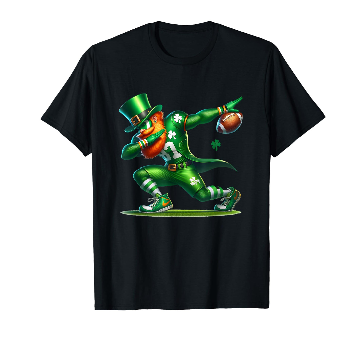 Dabbing Leprechaun Football St Patricks Day Boys Men Sports T-Shirt