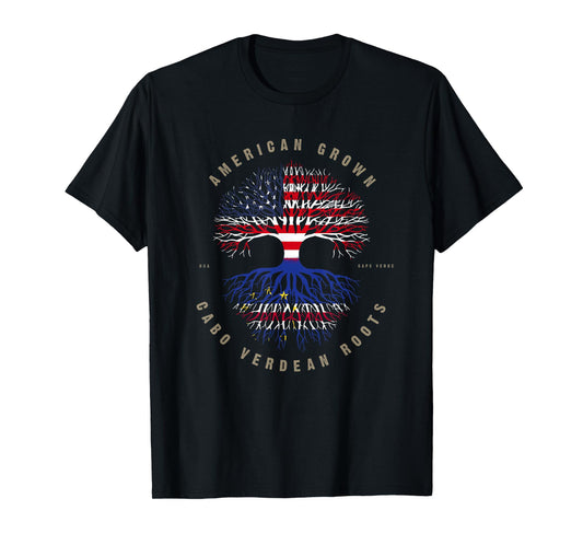 American Grown Cabo Verdean Roots Cape Verde Flag T-Shirt T-Shirt