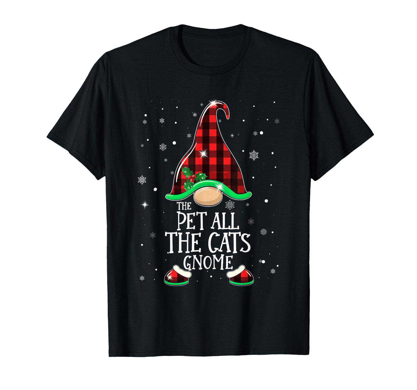 Funny Pet All The Cats Gnome Buffalo Matching Christmas T-Shirt