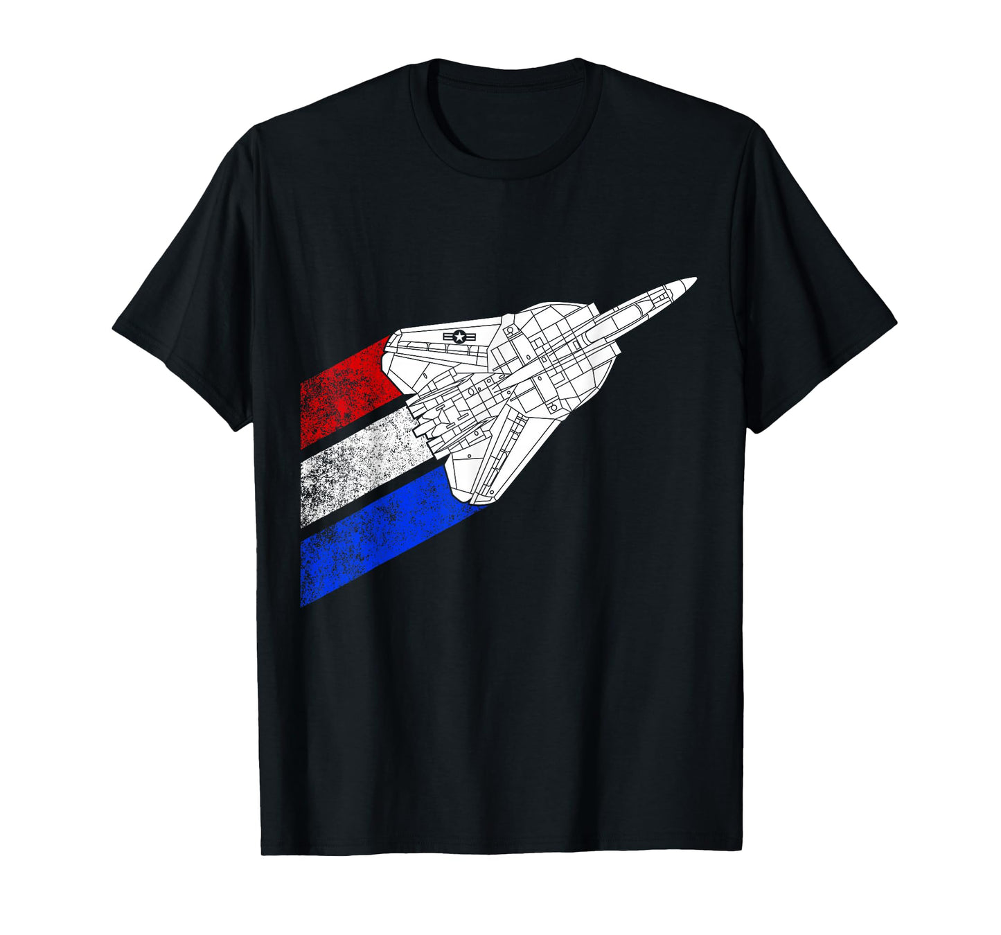 Vintage American Flag F14 Tomcat Airplane Schematic F-14 Jet T-Shirt