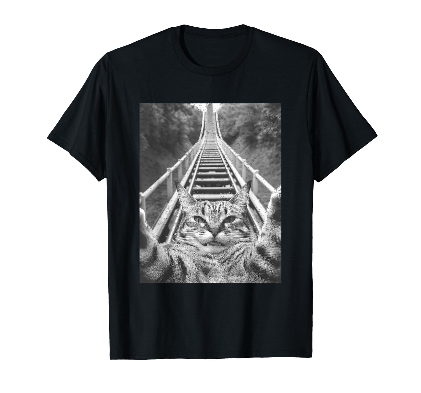 Cat Selfie on Roller coaster Men Women Kids T-Shirt