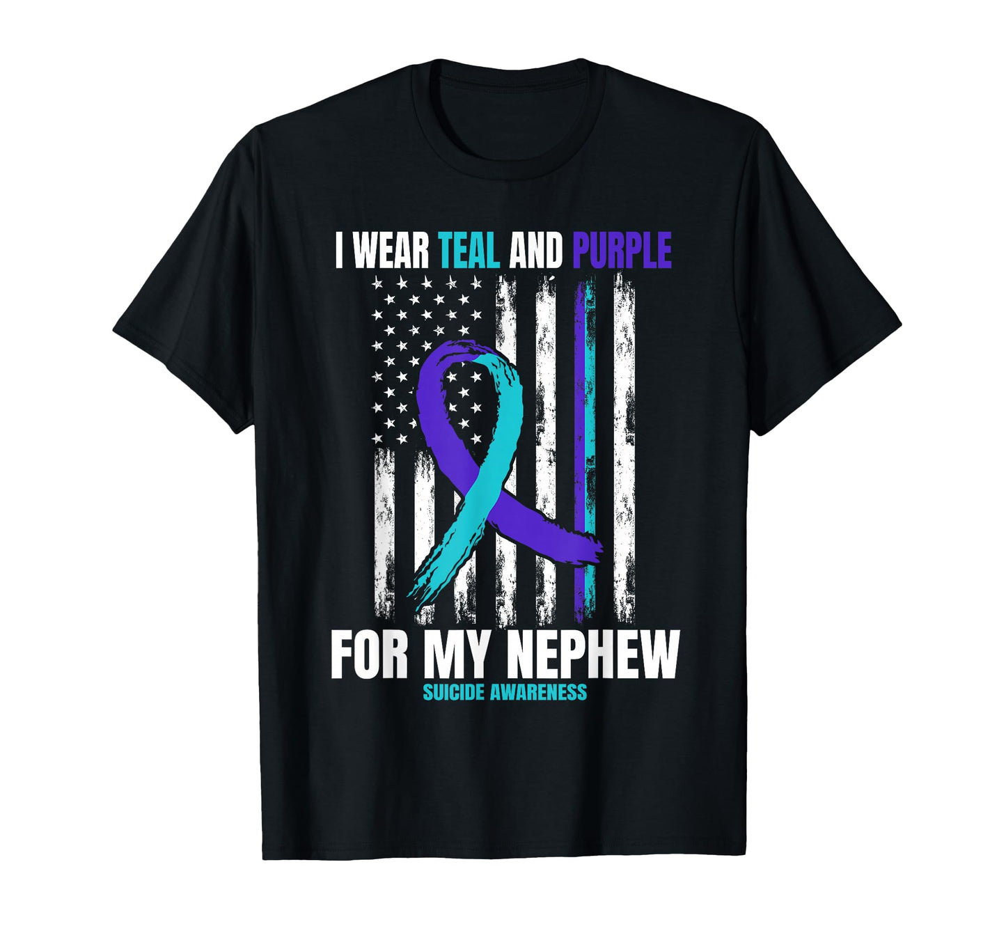 Suicide Awareness Prevention Women Men Nephew American Flag T-Shirt