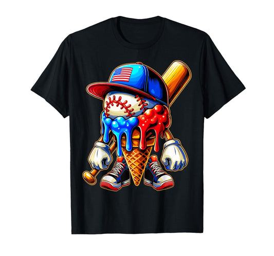 Baseball Boys Ice Cream Drip T-Shirt