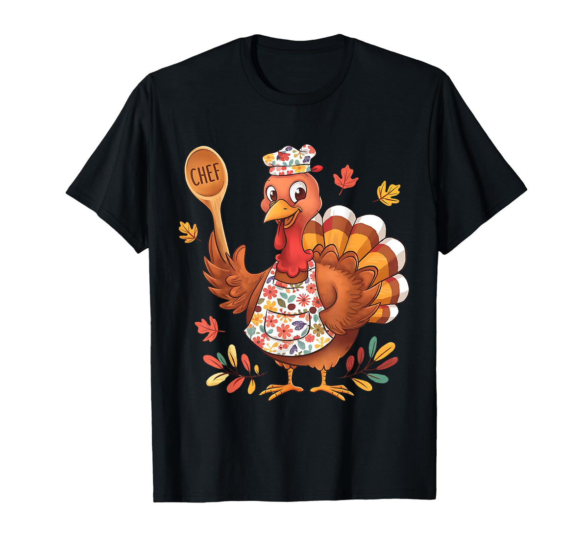 Funny Thanksgiving Chef Turkey Cute Fall Cooking Design T-Shirt
