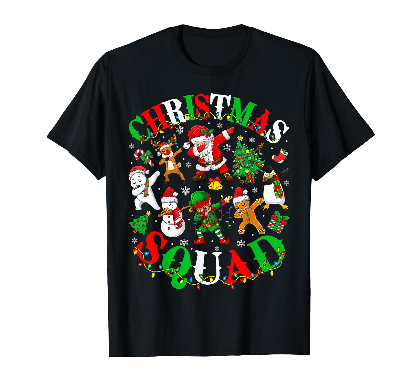 Christmas Squad Santa Dabbing Elf Family Matching Pajamas T-Shirt