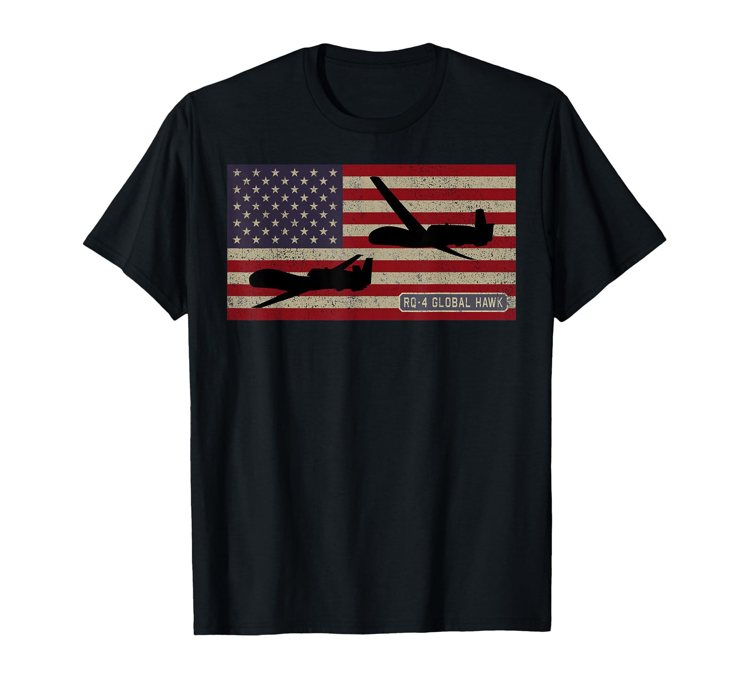 RQ-4 Global Hawk Military UAV Drone American Flag T-Shirt