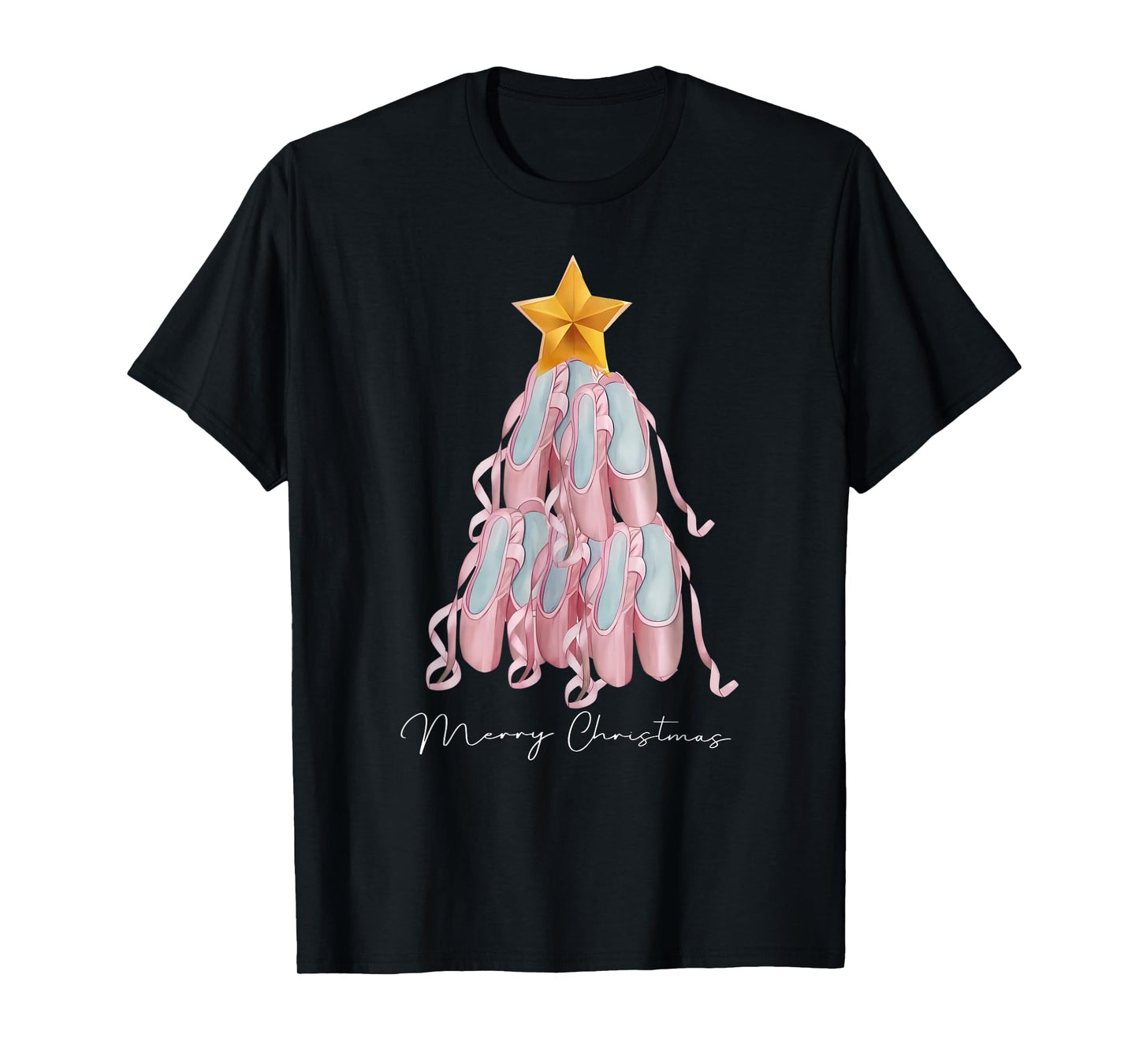 Dancer Pointe Shoe Christmas Tree Ballet Dance Teacher Xmas T-Shirt