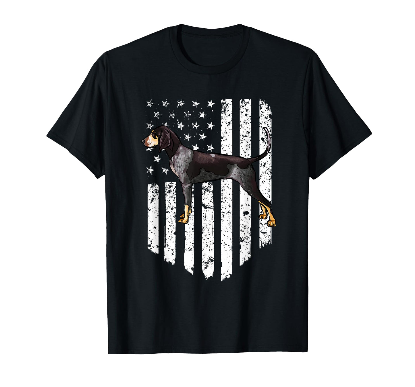 Black White American Flag Bluetick Coonhound 4th Of July USA T-Shirt