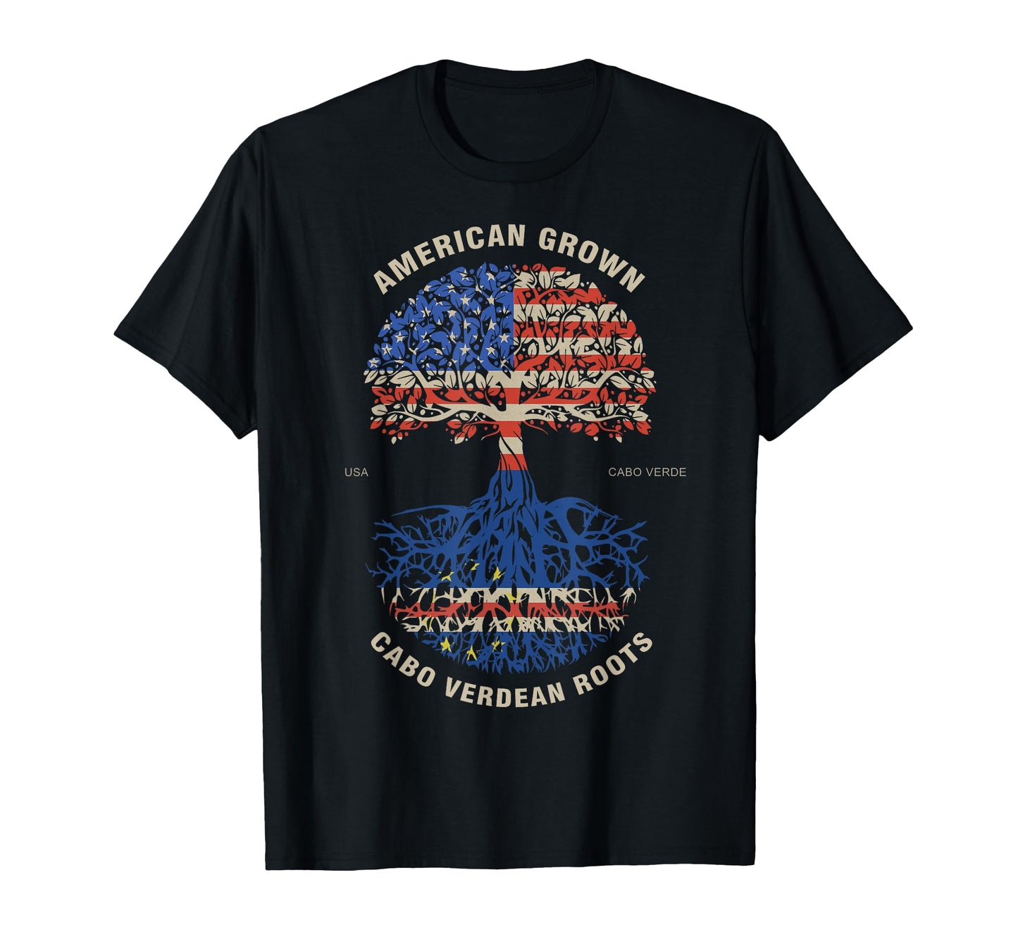 American Grown Cabo Verdean Roots Cape Verde Flag T-Shirt