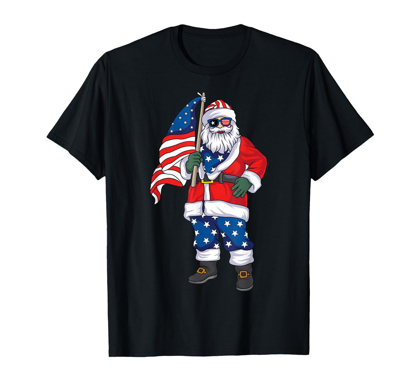 Patriotic Santa American Christmas 4th of July Santa T-Shirt