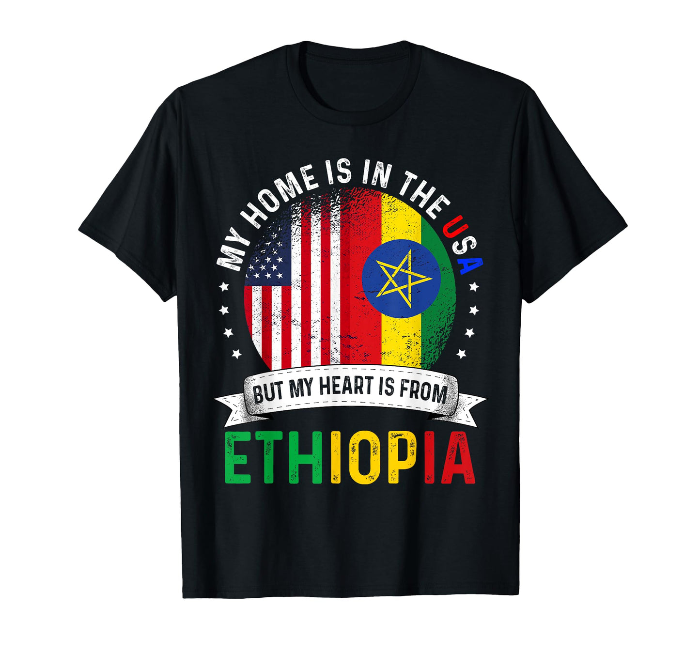 Ethiopian American Patriot Heart is from Ethiopia Flag T-Shirt