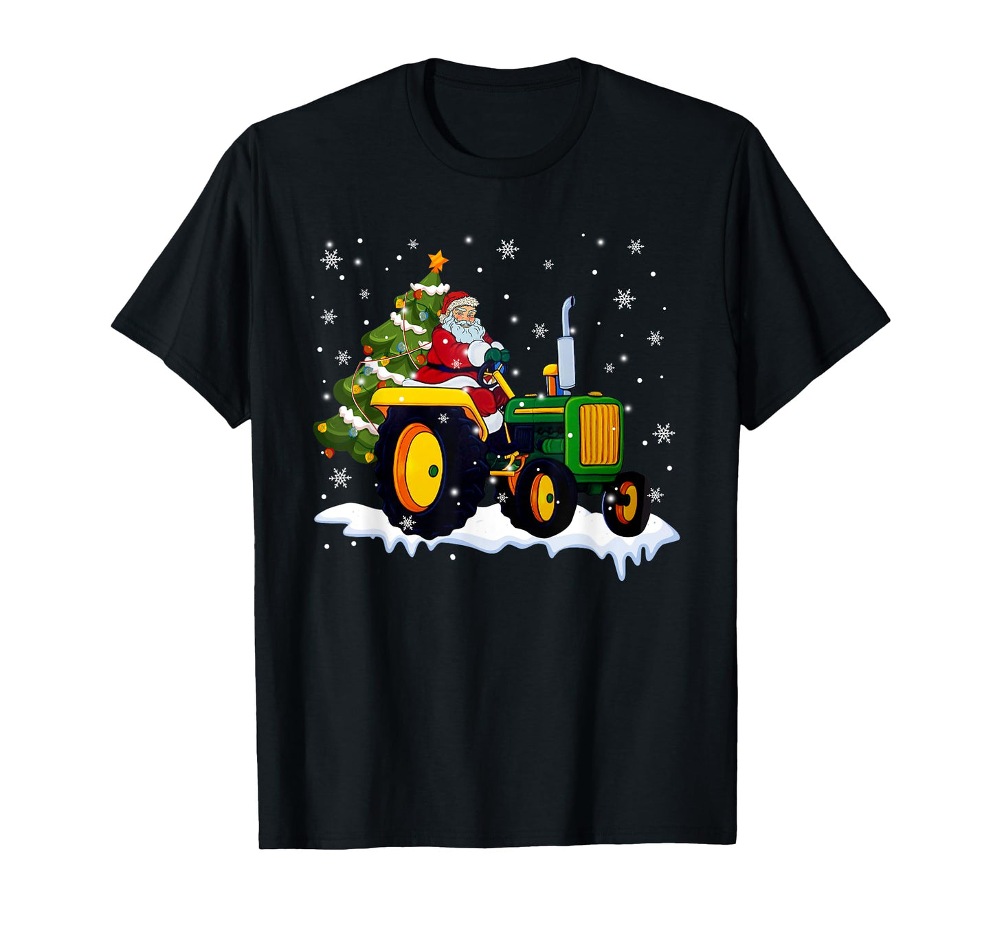 Christmas Santa Claus Riding Tractor Xmas Tree Tractor Lover T-Shirt