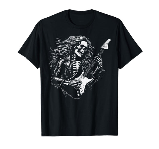 Punk Rock Skeleton Electric Guitar Music Rocker Men Boys Kid T-Shirt