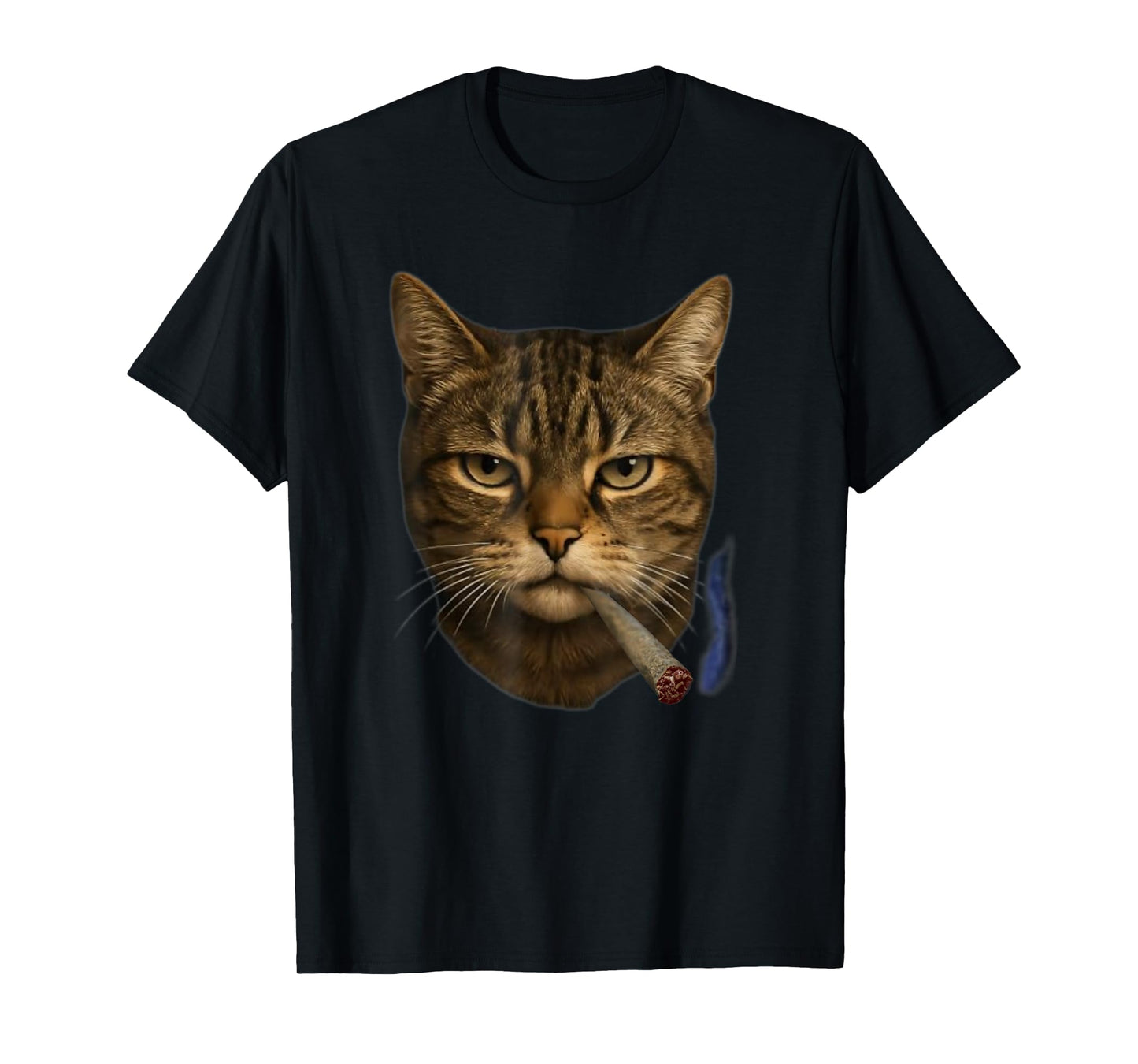 Funny Adult Meme Animal Lover Cat Image Smoking Blunt Weed T-Shirt