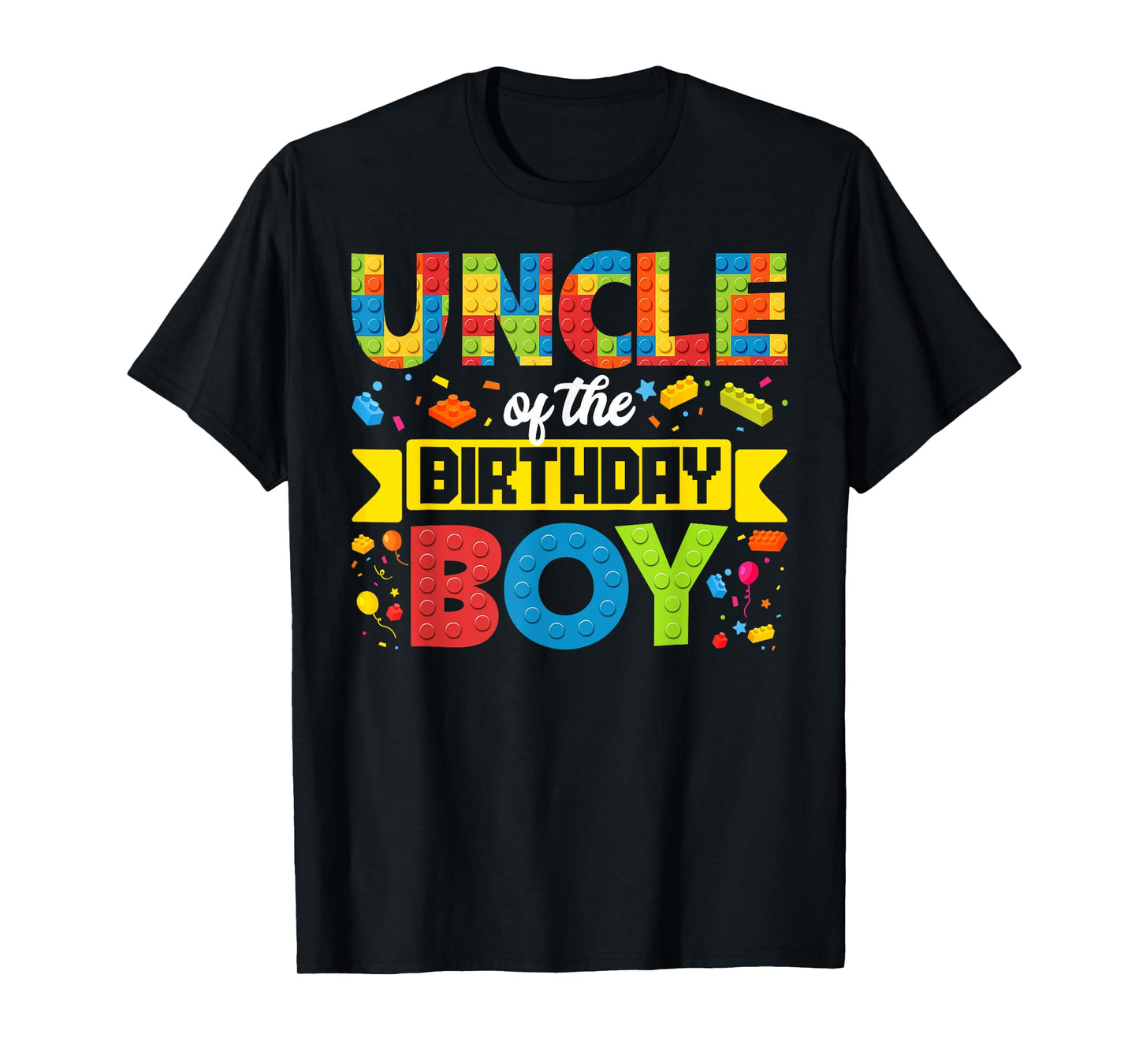 Uncle Of The Birthday Boy Master Builder Kid Building Blocks T-Shirt