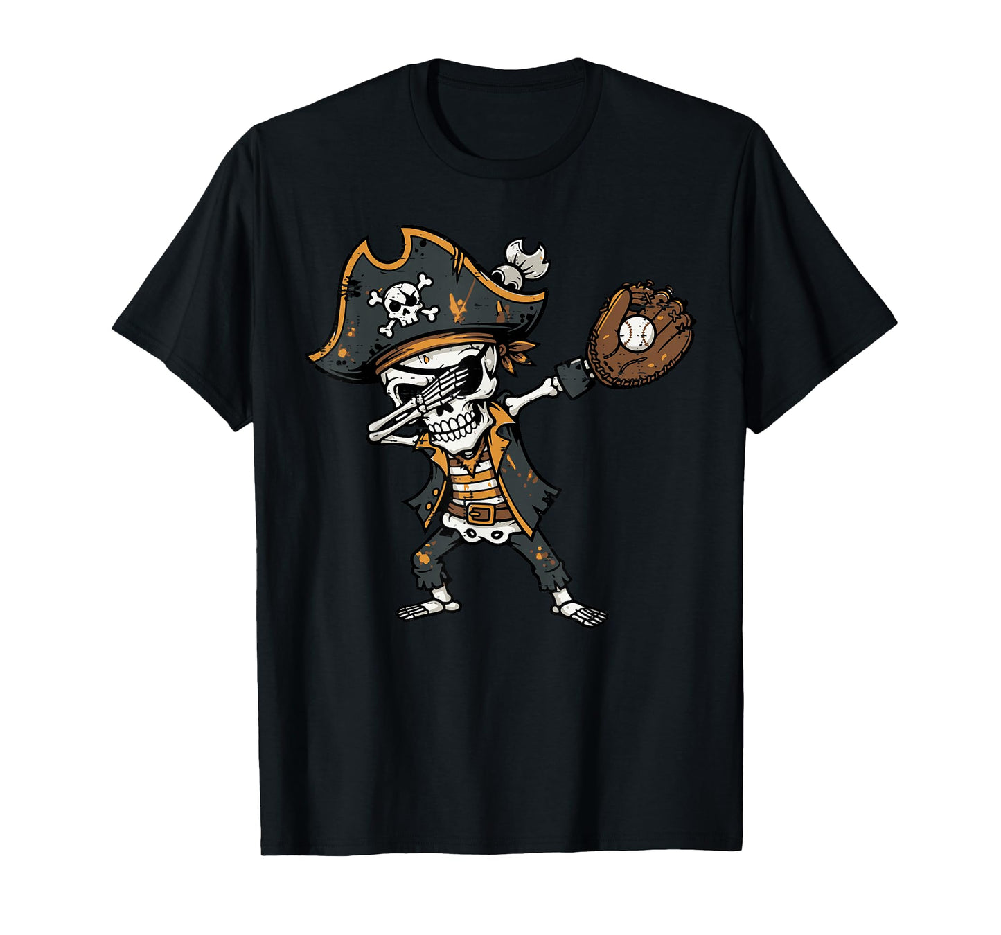 Dabbing Pirate Skeleton Baseball Dab Costume Boys Kids Men T-Shirt