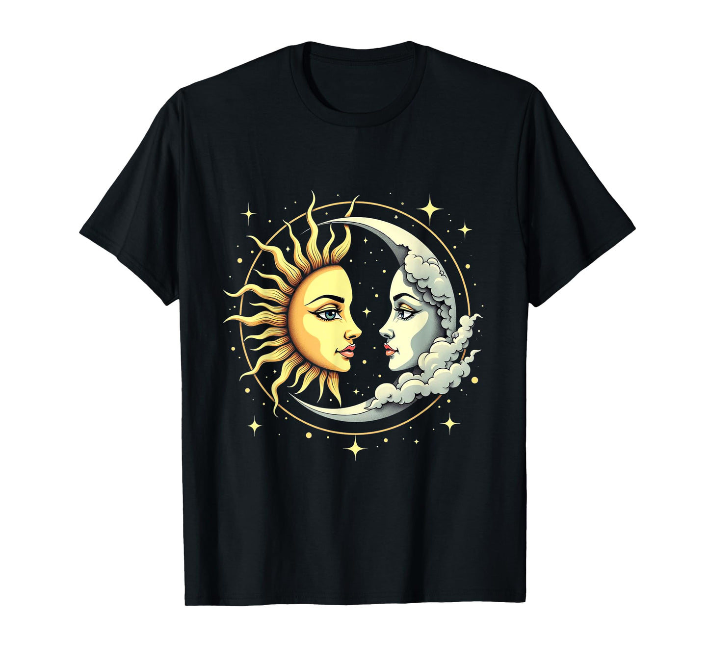 Boho Celestial Solar Sun Luna Astrology Moon Academia Woman T-Shirt