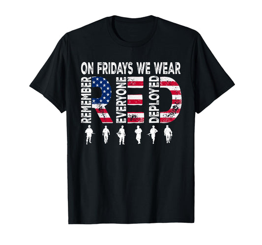 On Friday We Wear Red Friday Military Support troops US Flag T-Shirt