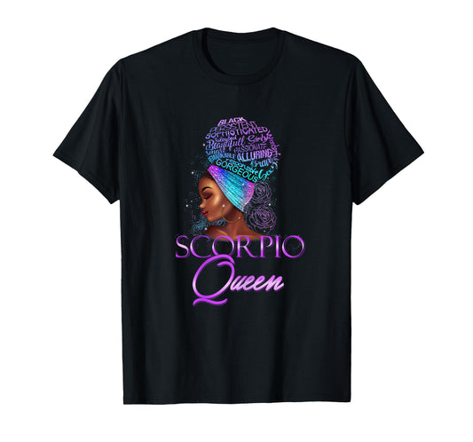 Purple Scorpio Queen African American Woman October November T-Shirt