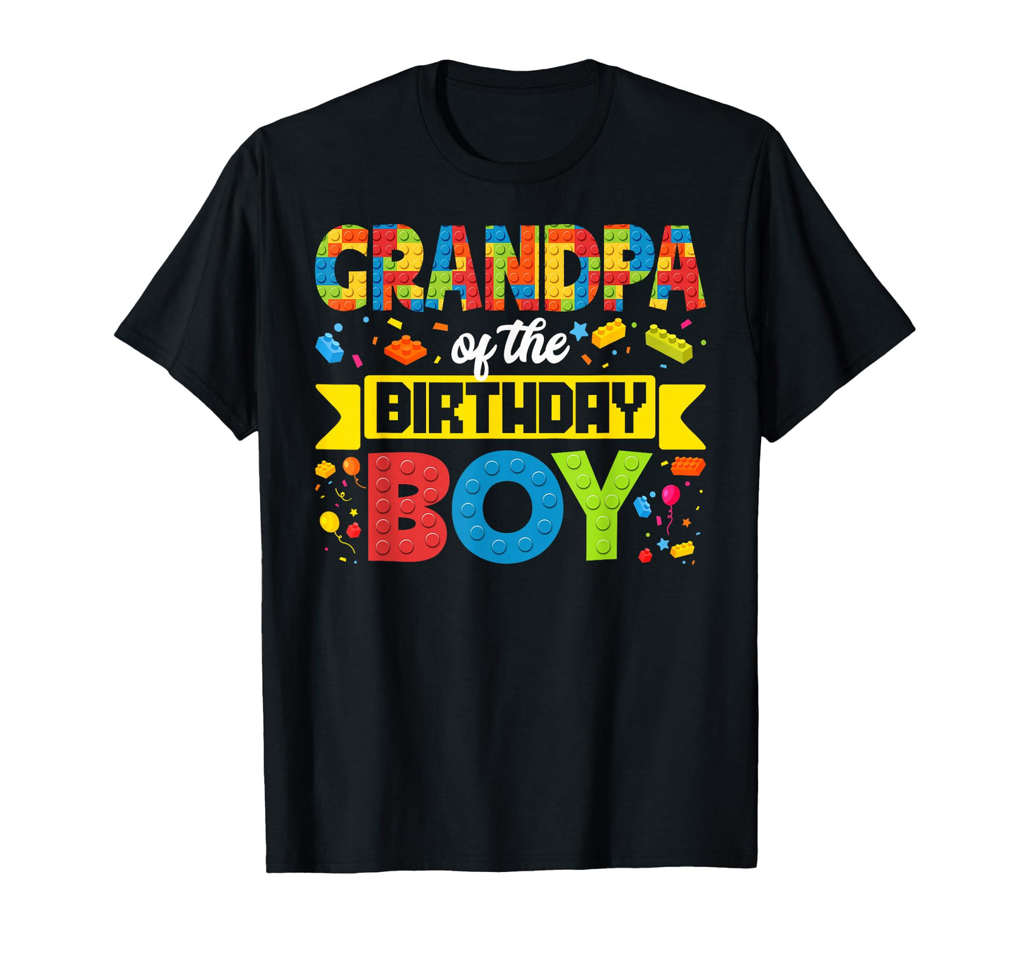 Grandpa Of The Birthday Boy Master Builder Building Blocks T-Shirt