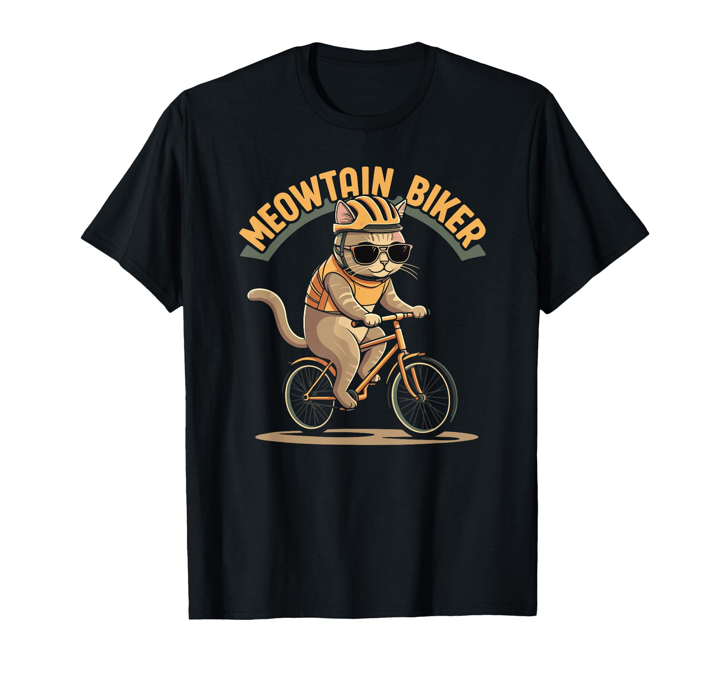 Meowtain Biker Cat MTB Funny Mountain Bike Rider Cyclist T-Shirt