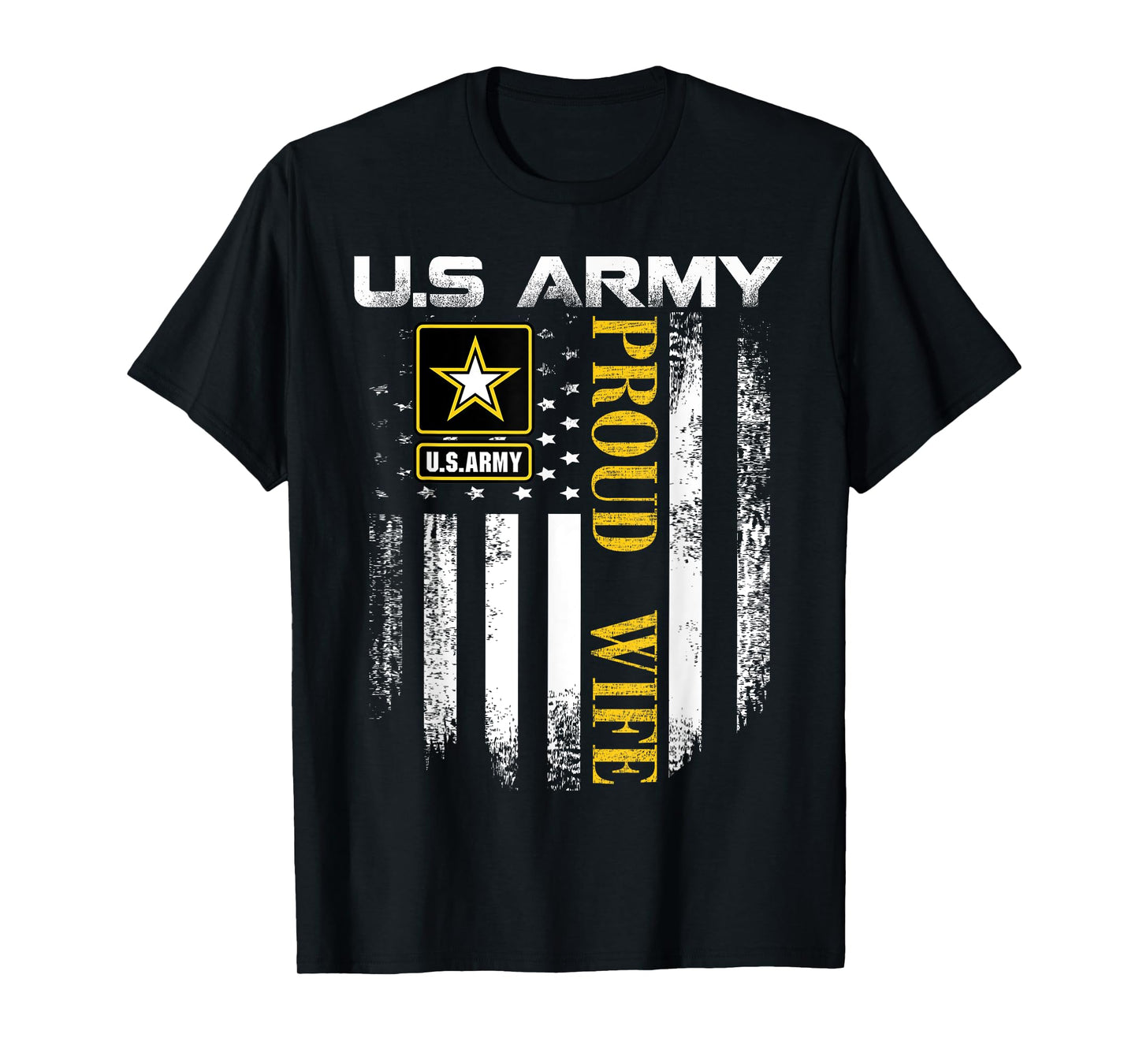 Vintage U.S. Army Proud Wife With American Flag Gift T-Shirt