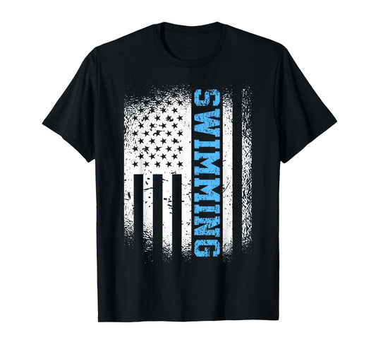 USA Flag Swimming Swim American Swimmer T-Shirt