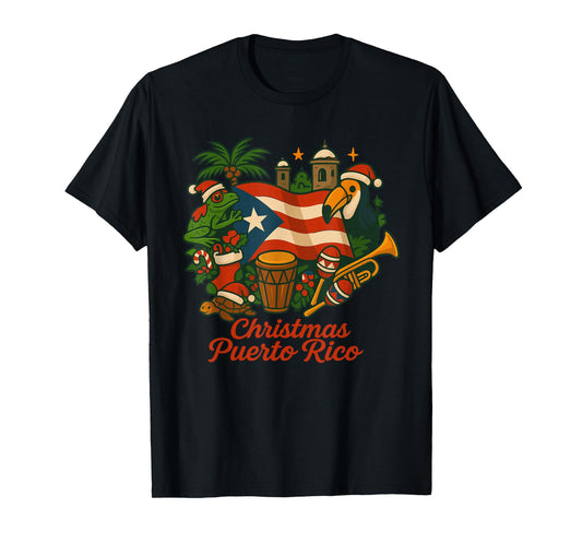Puerto Rico Christmas Coquí Flag Holiday T-Shirt