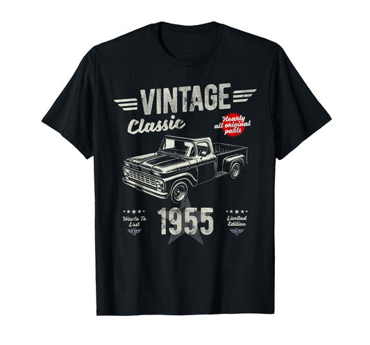 70th Birthday Born 1955 Vintage Funny Retro Pickup Truck T-Shirt