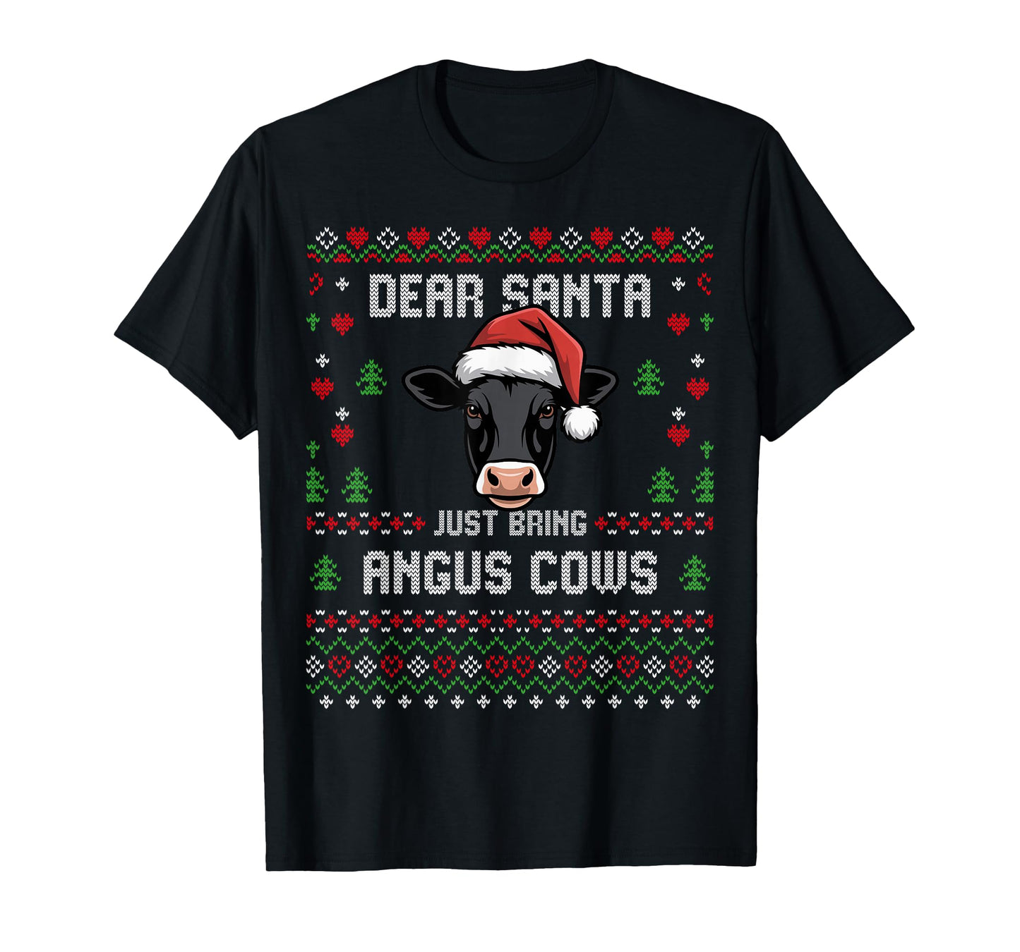 Angus Cows Christmas Beef Cattle Ugly Xmas Sweater Rancher T-Shirt