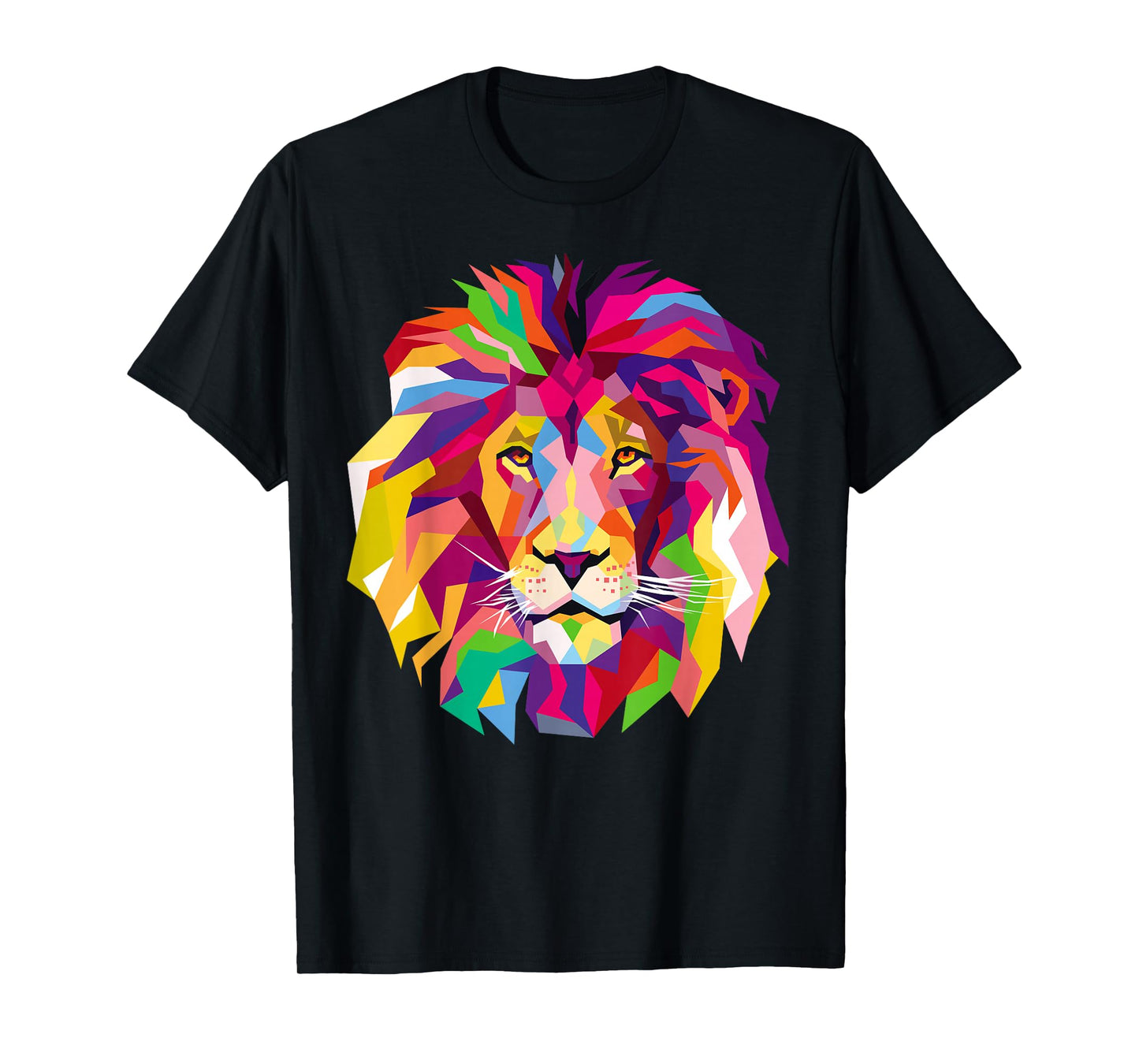 Elegant, Cool Lion Head Design with Bright Colorful T-Shirt Small
