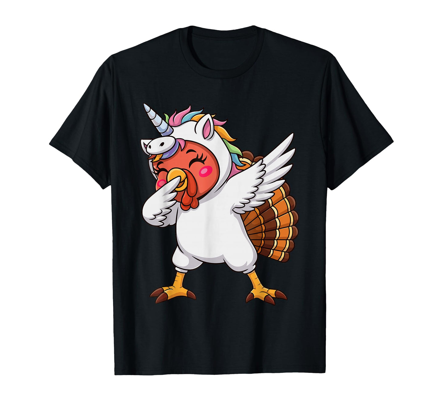 Funny Dabbing Turkey in Disguise Unicorn Thanksgiving Girls T-Shirt
