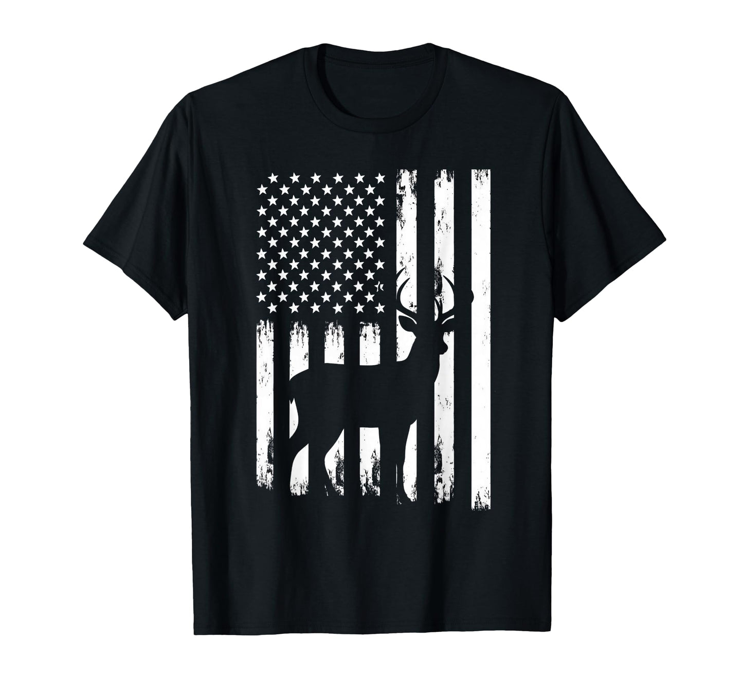 Deer Hunting Hunter Camo USA American Flag Patriotic Graphic T-Shirt