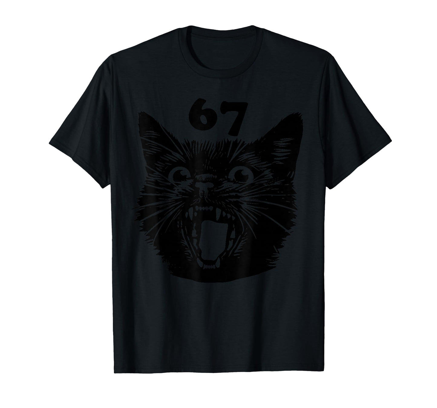 67 Halloween Black Cat Brainrot Meme Six Seven Girls Kids T-Shirt