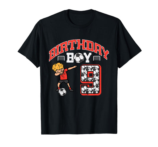 Kids Birthday Boy 9 Soccer Dab 9th Nine Year Old Bday Sports Boys T-Shirt