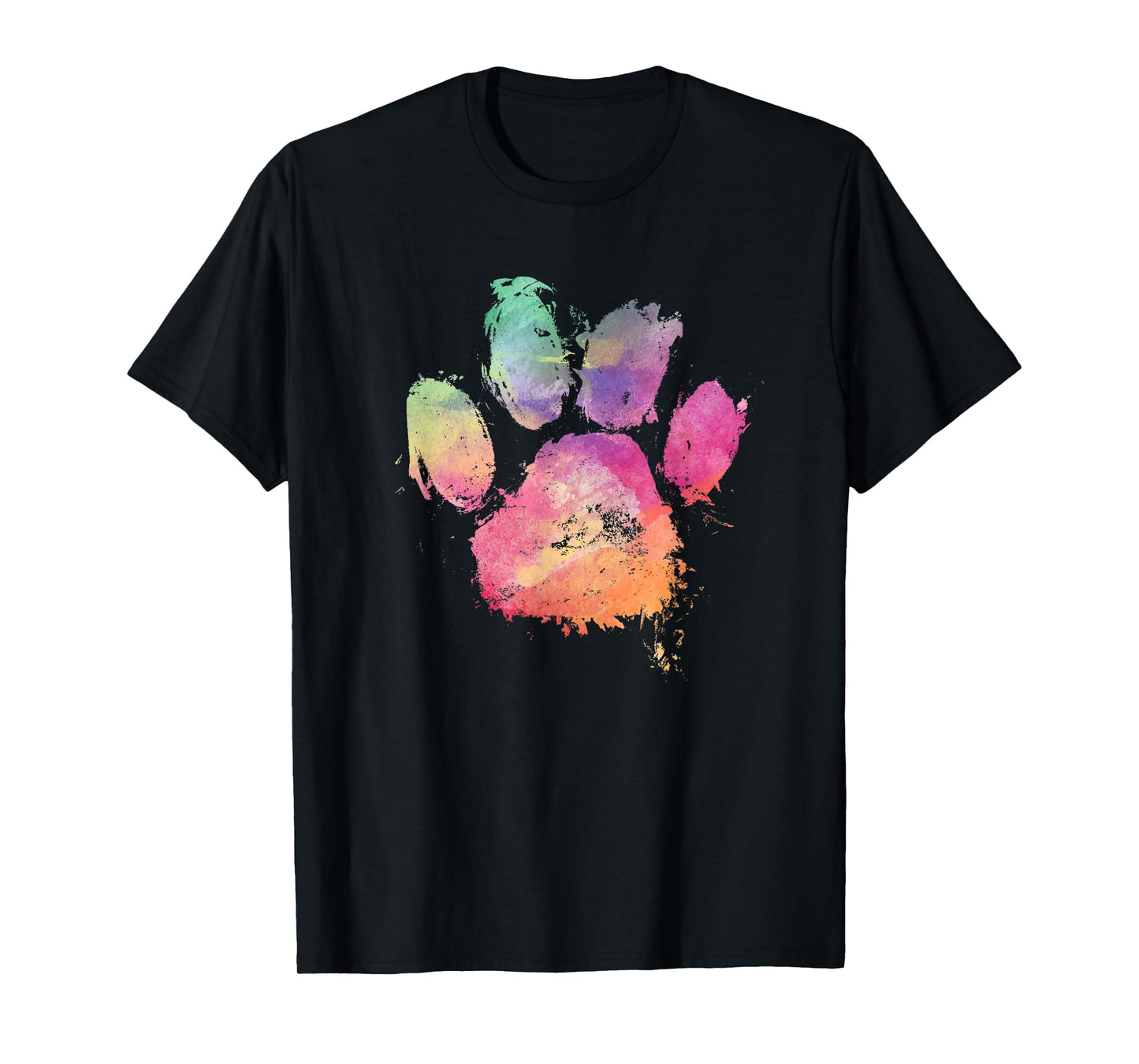 Cat Dog Paw Print Watercolor Rainbow Abstract Animal Lover T-Shirt