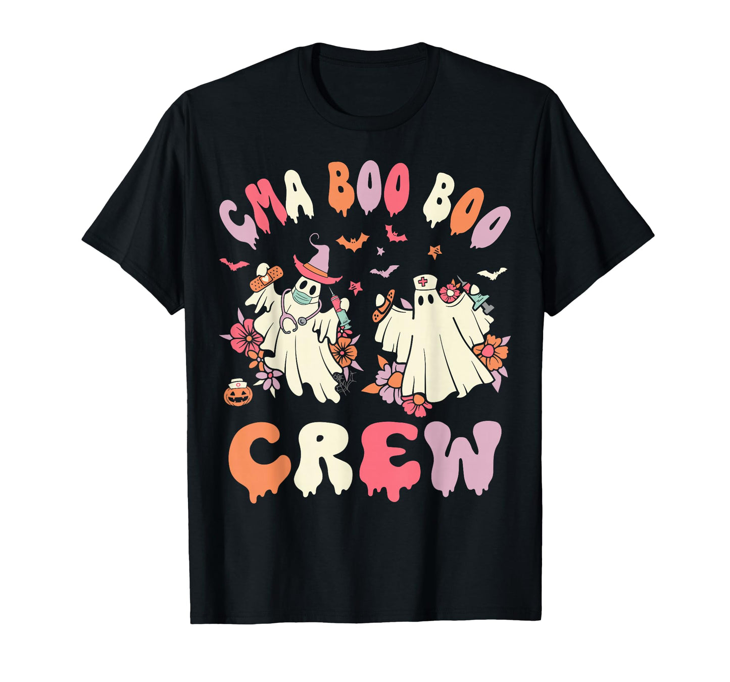 CMA Boo Crew Retro Halloween Ghost Nurse T-Shirt