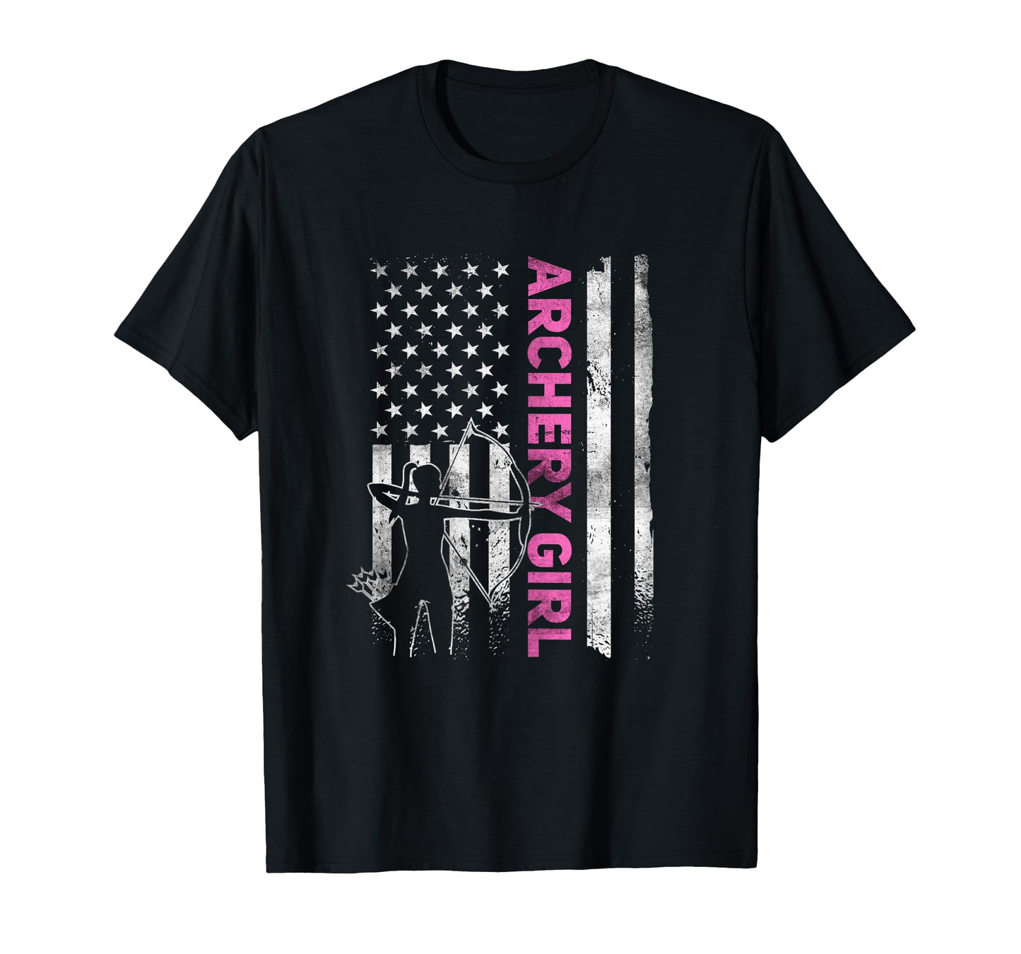 Retro American Archery Girl Apparel US Flag Female Archer T-Shirt