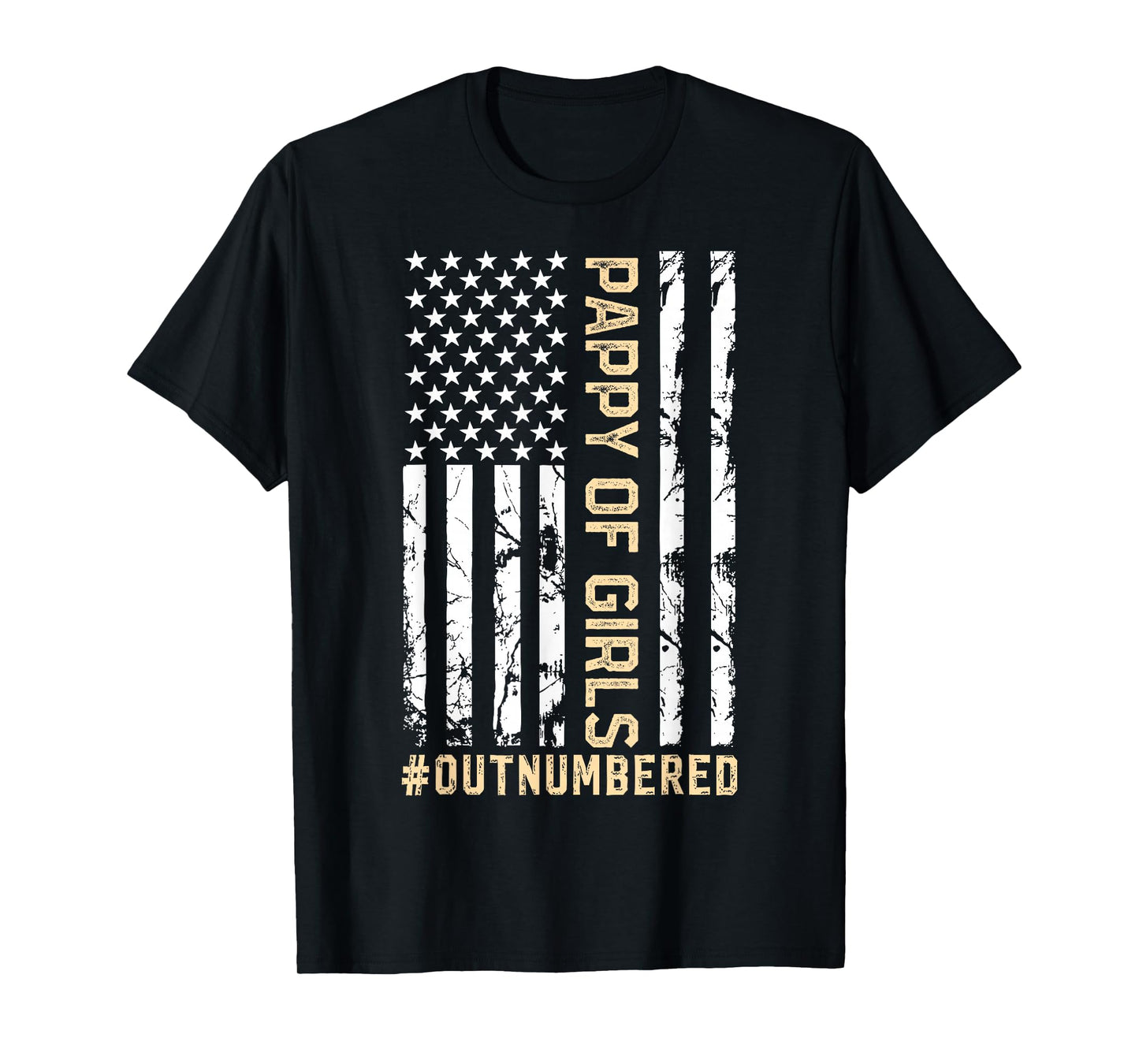 American Flag Father's Day Pappy Of Girls Outnumbered T-Shirt