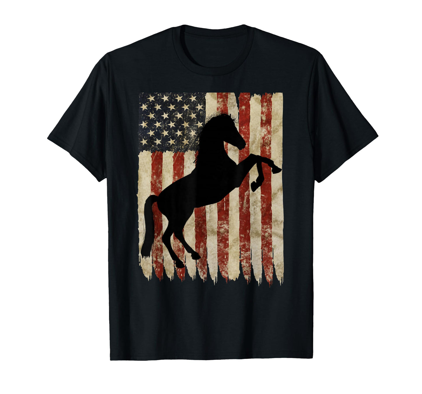 Horse Rider American Flag USA Patriotic Stallion Equestrian T-Shirt