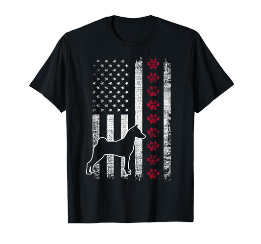 Vintage Retro USA Patriotic American Flag Basenji T-Shirt